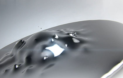 Sony Turbo TV channel Ident, Realflow liquid metal fluid dynamics CGI 3d animation.